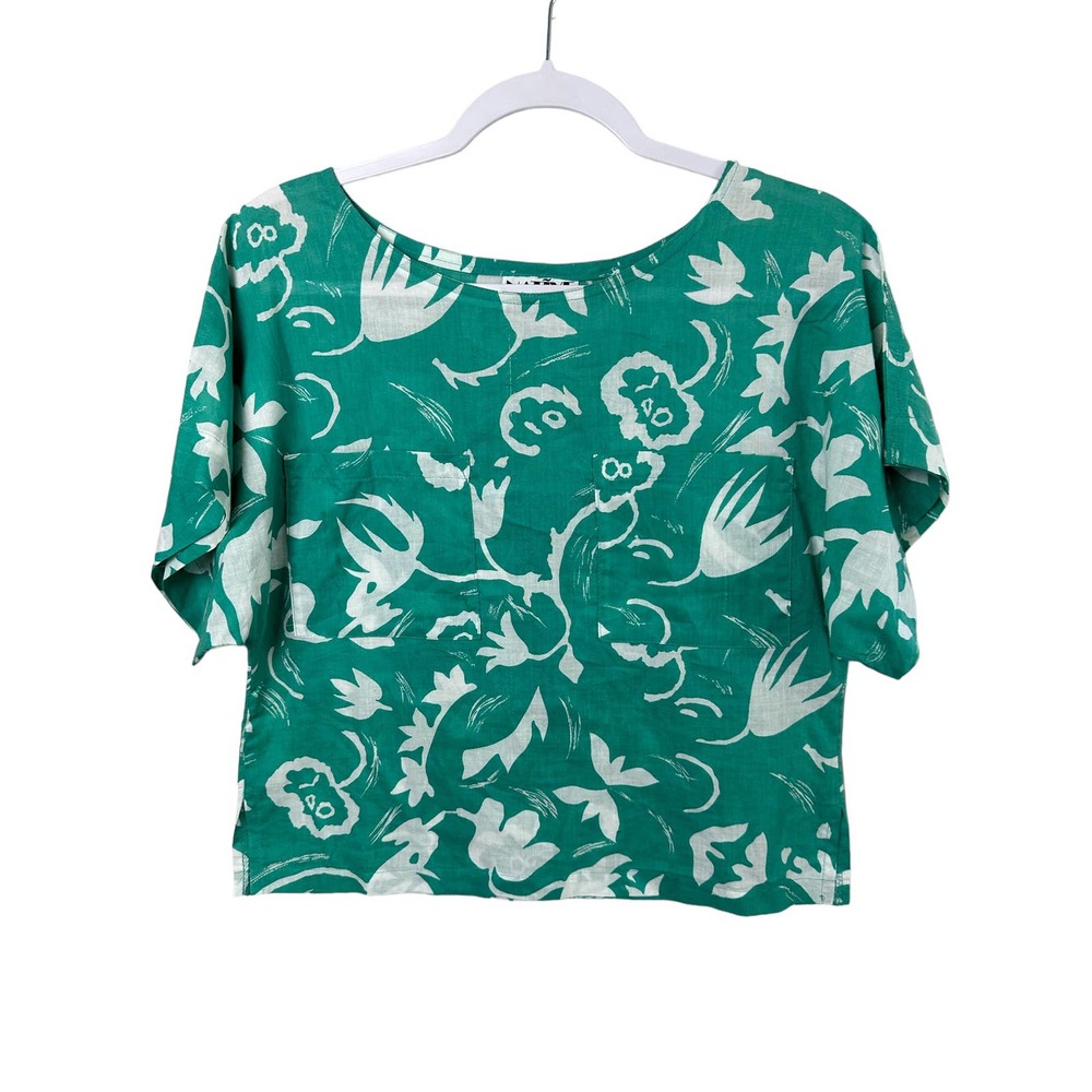 Vintage Native Women's Floral Green Lightweight Top Small
